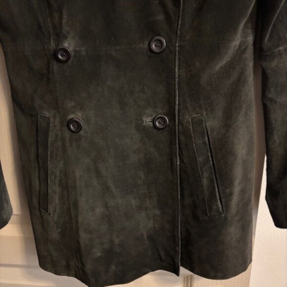 Express XS Dark Chocolate Brown Suede Women's Double Breasted Trench Coat 29" - Picture 4 of 11